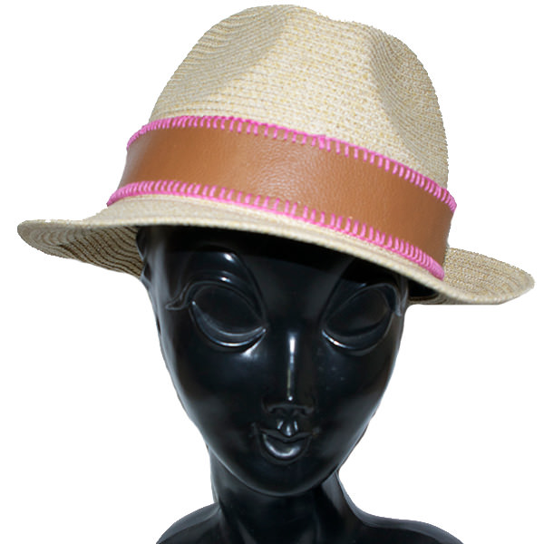 レザーパイピング中折れハット