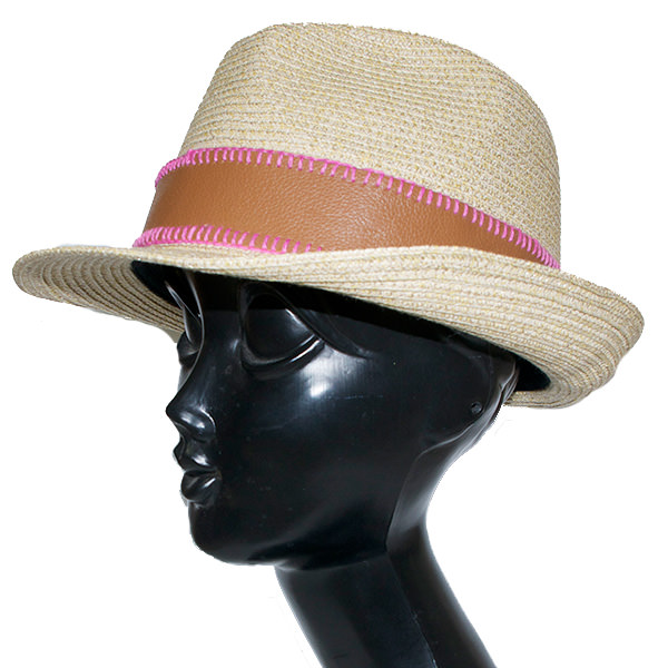 レザーパイピング中折れハット