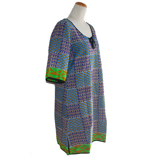 ケンテ柄チュニックワンピース