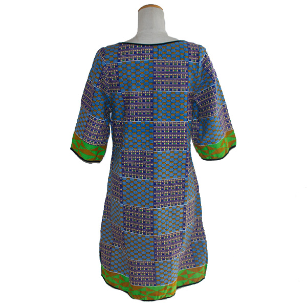 ケンテ柄チュニックワンピース