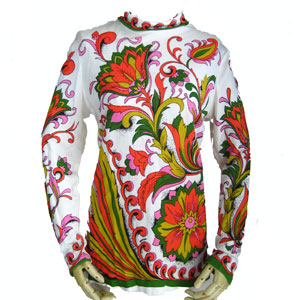 古着レトロ花柄長袖トップス