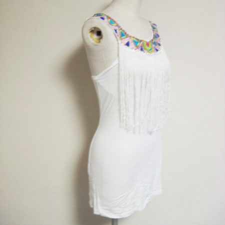 エスニックビーズフリンジタンクトップ