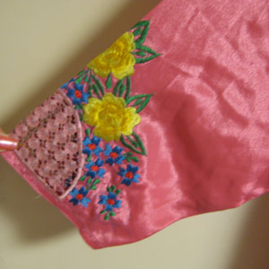 花柄刺繍エスニックカフタンワンピース