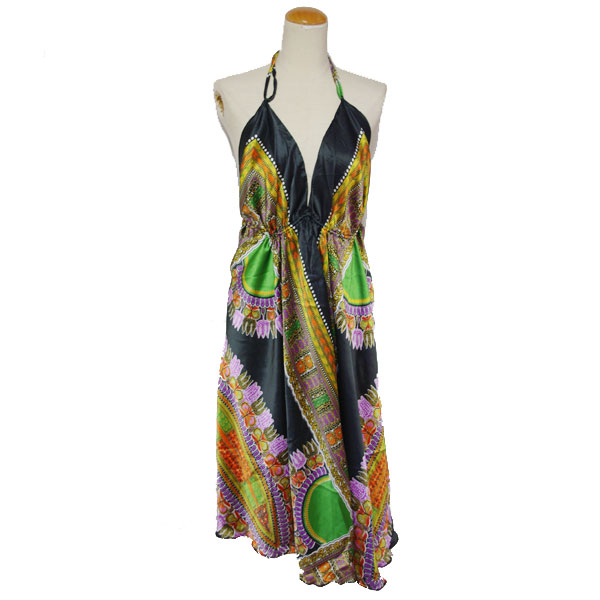 シルクサテンエスニックワンピース