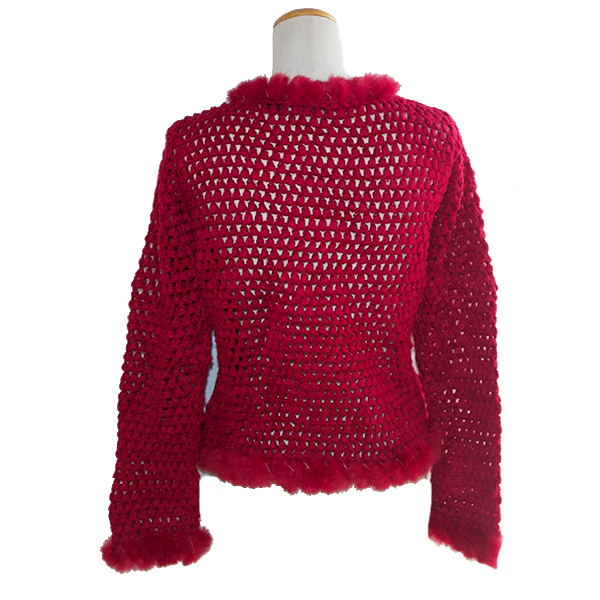 ファー付ニットカーディガン