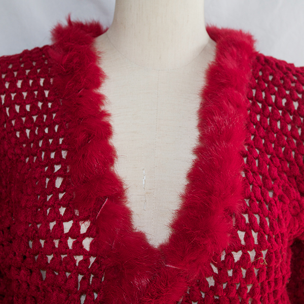 ファー付ニットカーディガン