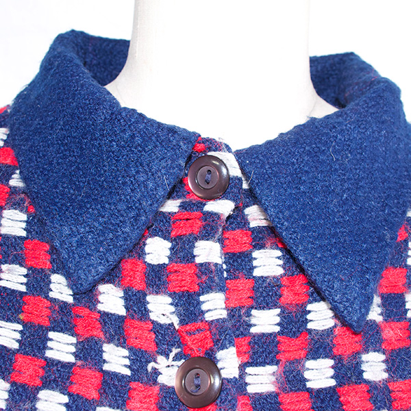 古着格子柄ニットポンチョ