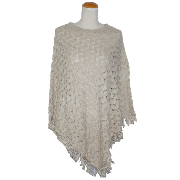 ベージュニットポンチョ