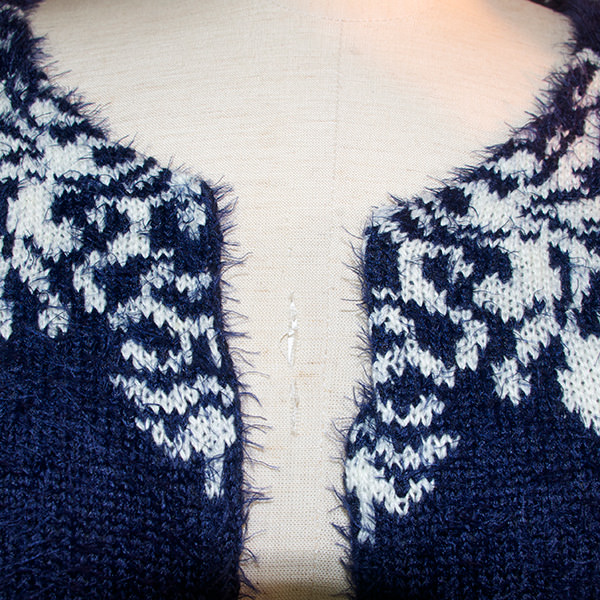 アラベスク柄シャギーニットカーディガン