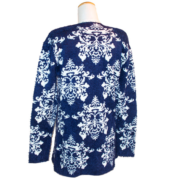 アラベスク柄シャギーニットカーディガン