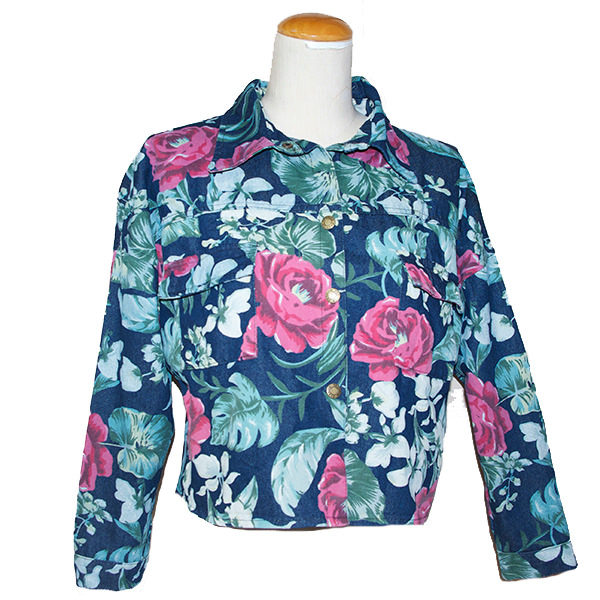 花柄デニムジャケット