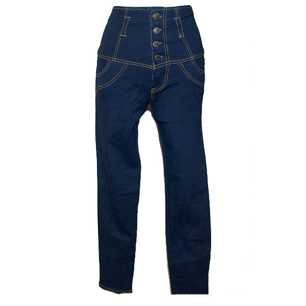 ハイウエストレースアップデニムパンツ