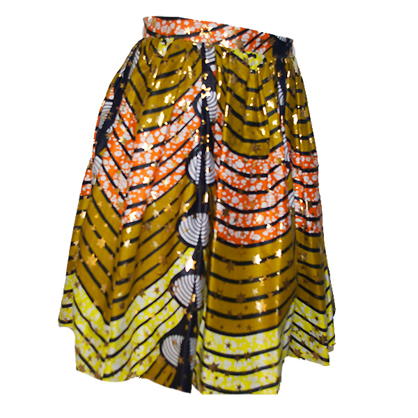 アフリカンバティックギャザースカート