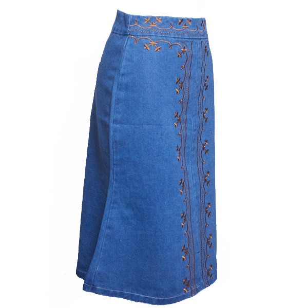 刺繍デニムタイトスカート